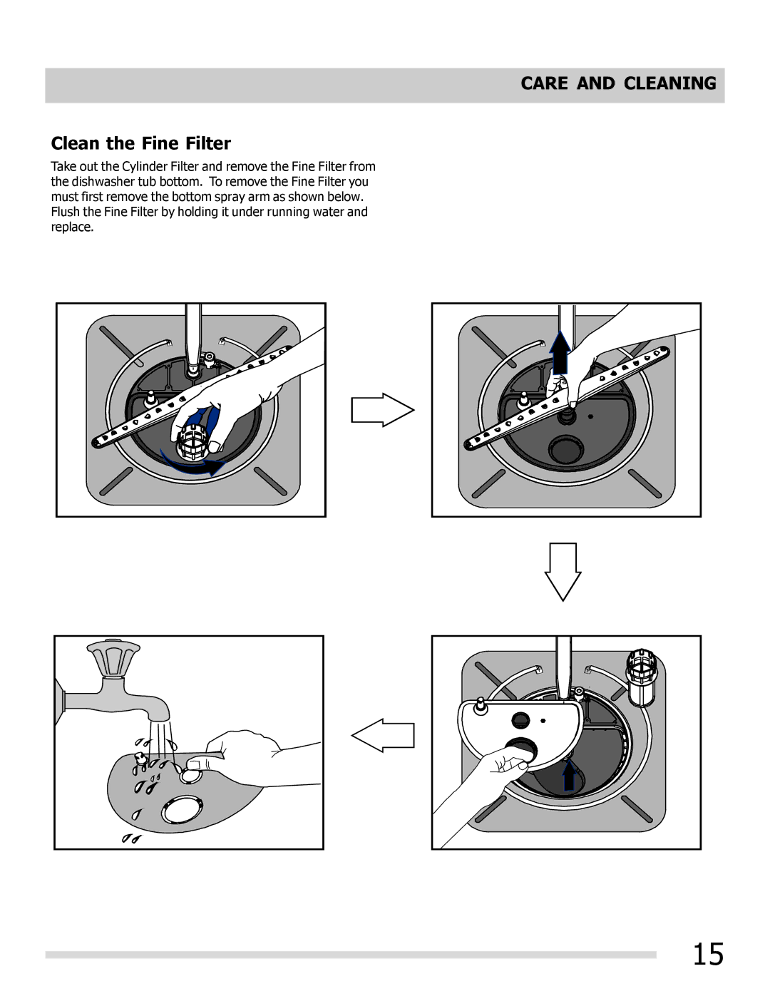 Frigidaire FGHD2491LB, FGHD2472PW, FGHD2491LW, FGHD2472PB, 6.75E+11 important safety instructions Clean the Fine Filter 