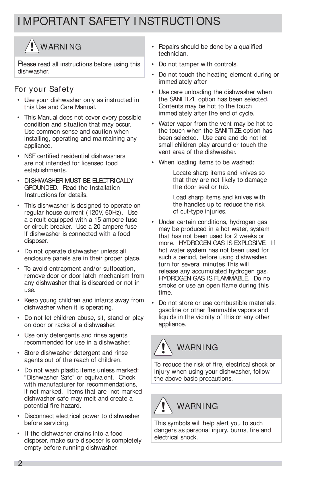 Frigidaire FGID2466QF, FGID2466QB, FGID2466QW manual Important Safety Instructions, For your Safety 