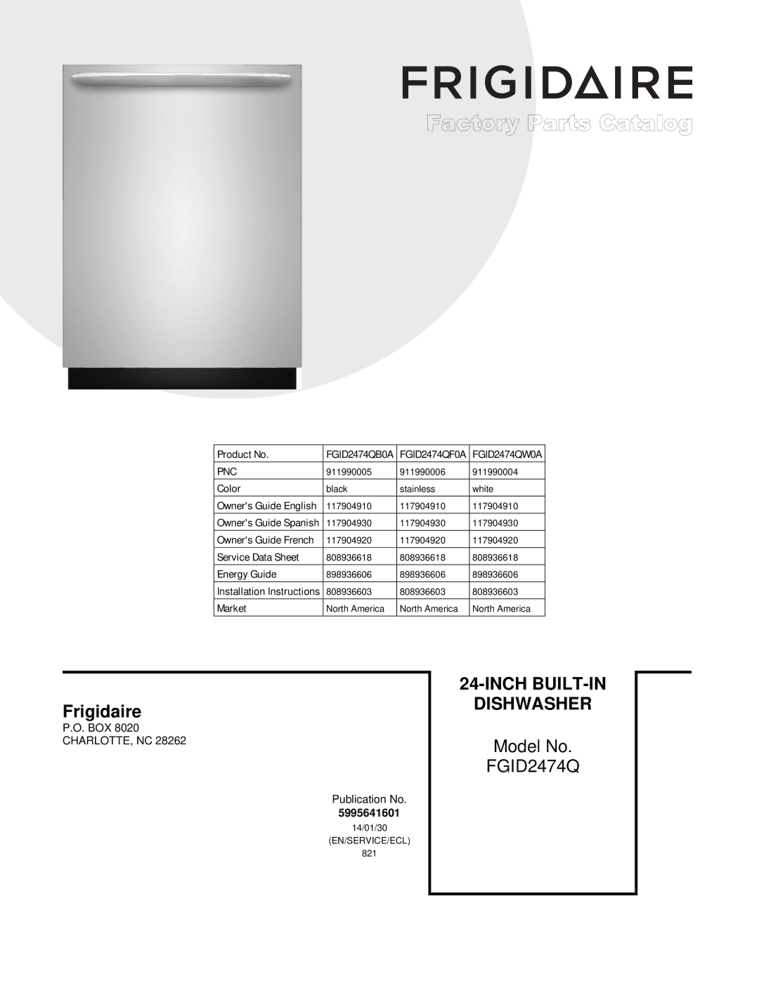 Frigidaire FGID2474QF installation instructions Inch BUILT-IN 