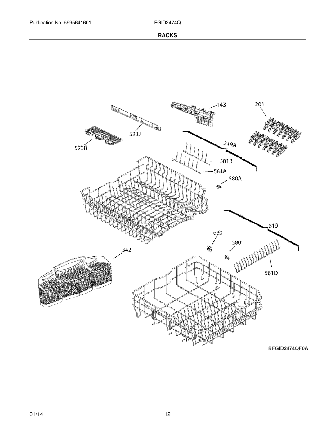 Frigidaire FGID2474QF installation instructions Racks 