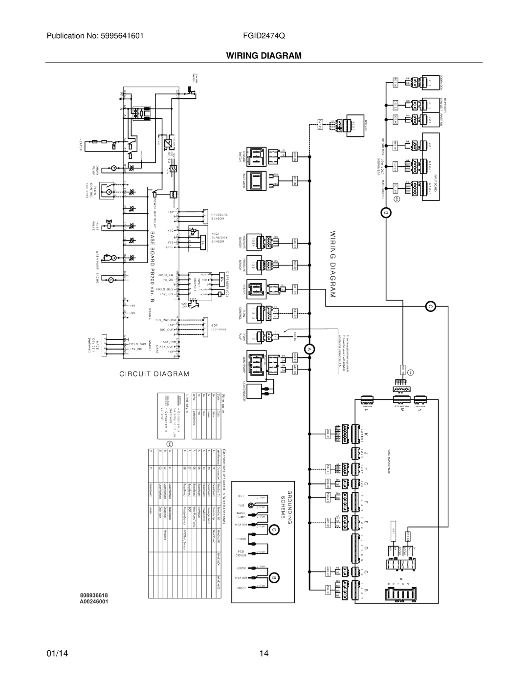 Frigidaire FGID2474QF installation instructions Wiring Diagram 