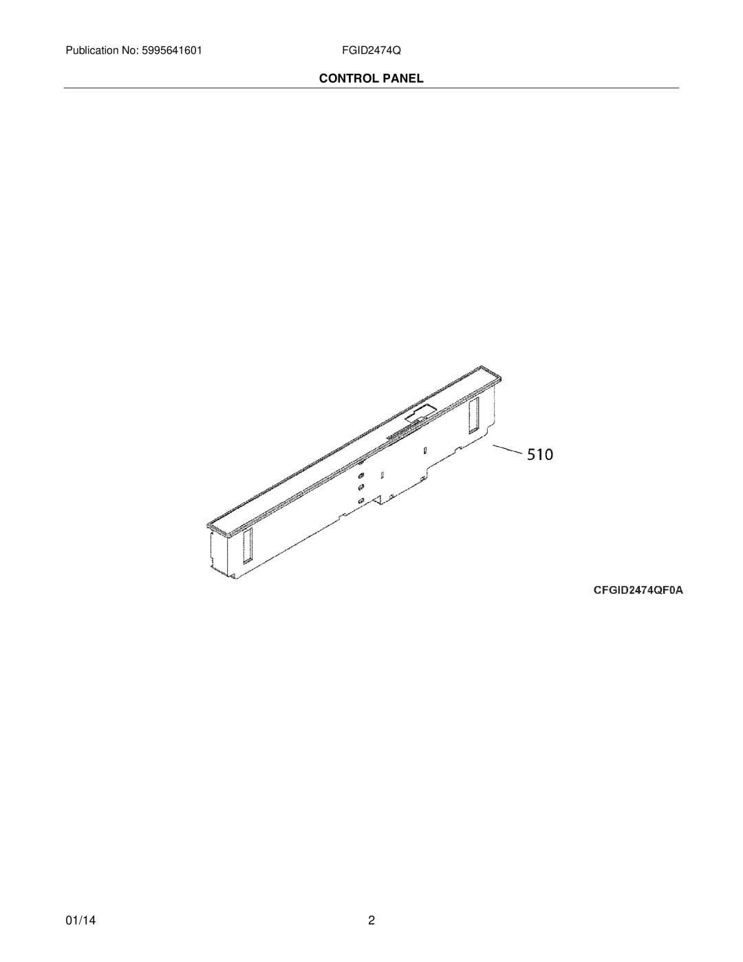 Frigidaire FGID2474QF installation instructions Control Panel 