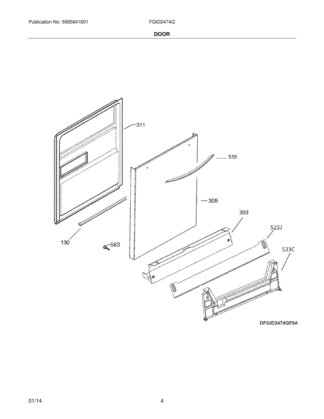 Frigidaire FGID2474QF installation instructions Door 