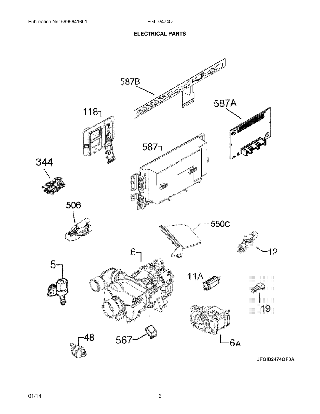 Frigidaire FGID2474QF installation instructions Electrical Parts 