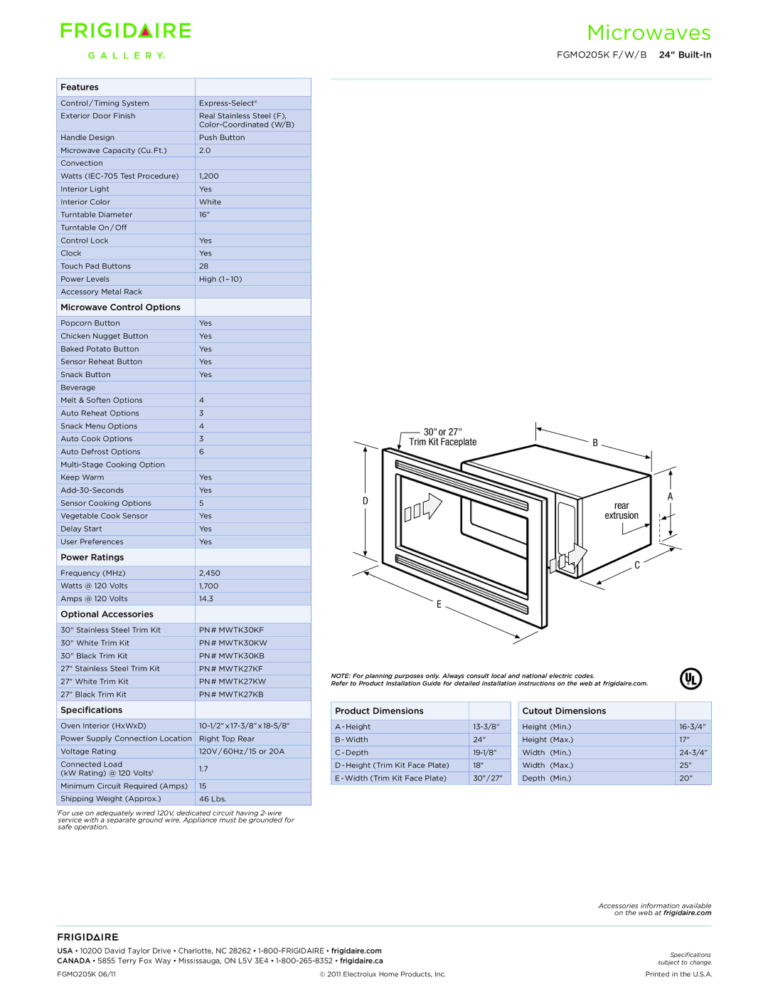 Frigidaire FGMO205K manual Microwaves 