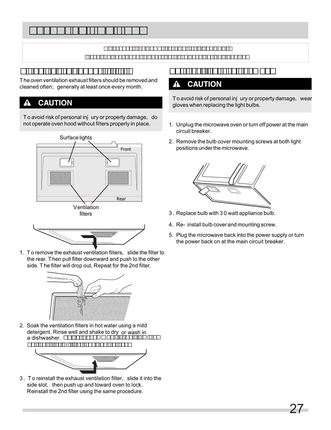 Frigidaire FGMV153CLB, FGMV154CLF, FGMV153CLW important safety instructions Cleaning and Care 