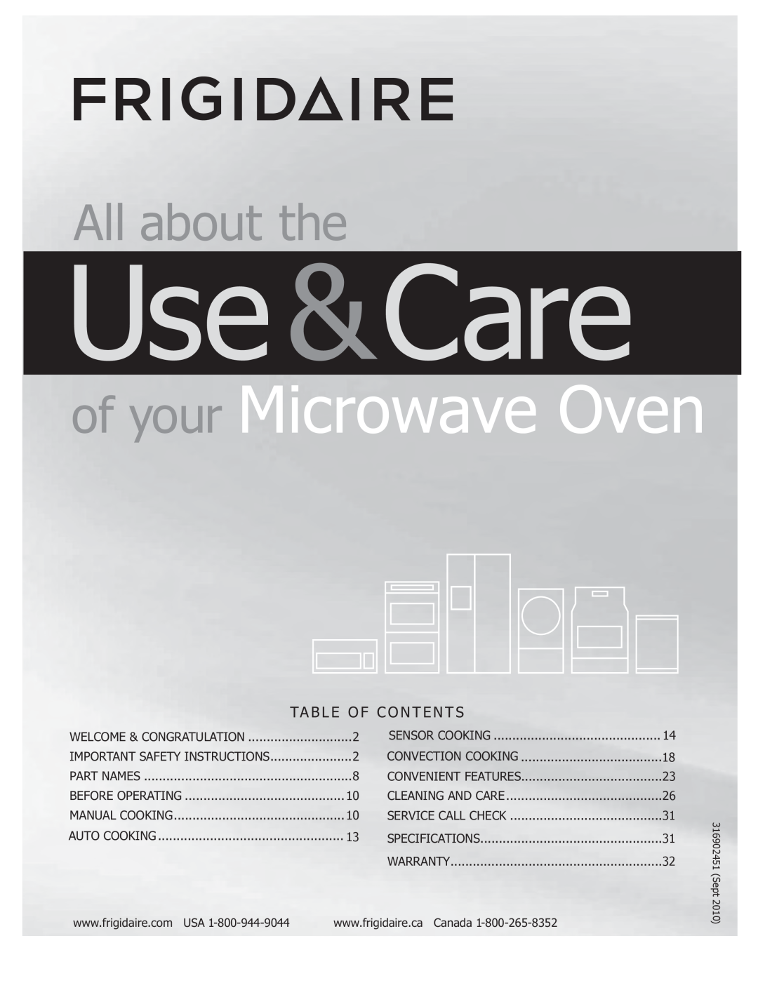 Frigidaire FGMV154CLF, FGMV153CLB important safety instructions Use &Care, of your Microwave Oven, All about the 