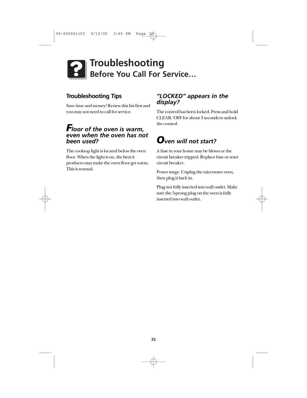 Frigidaire FMT144 warranty Before You Call For Service…, Troubleshooting Tips 