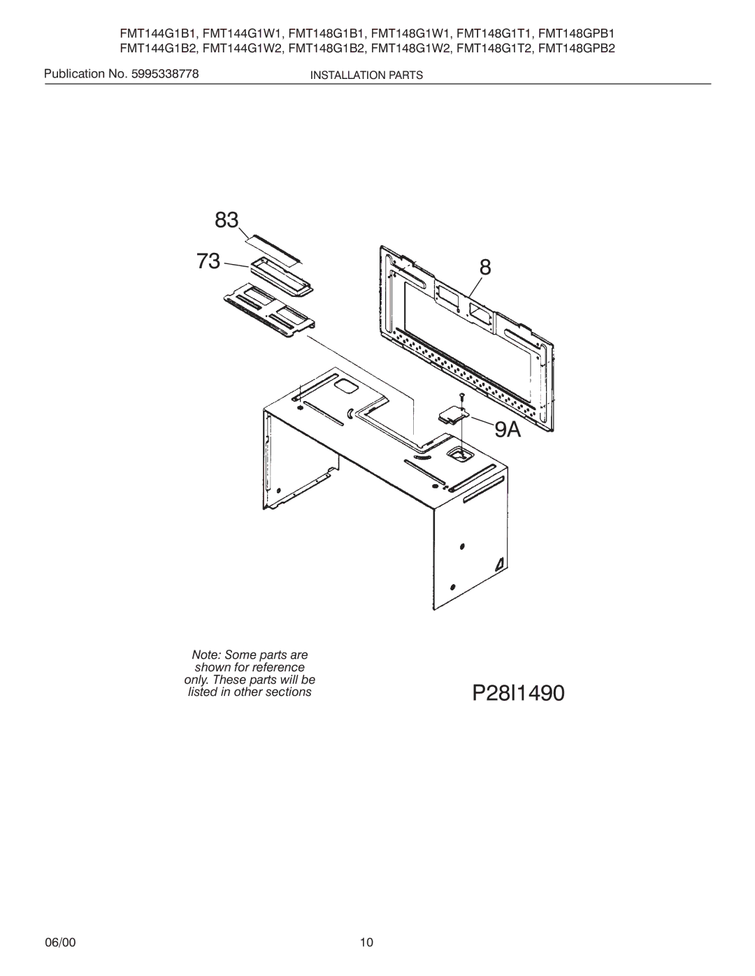 Frigidaire FMT144G1W1, FMT148G1B1 installation instructions P28I1490 