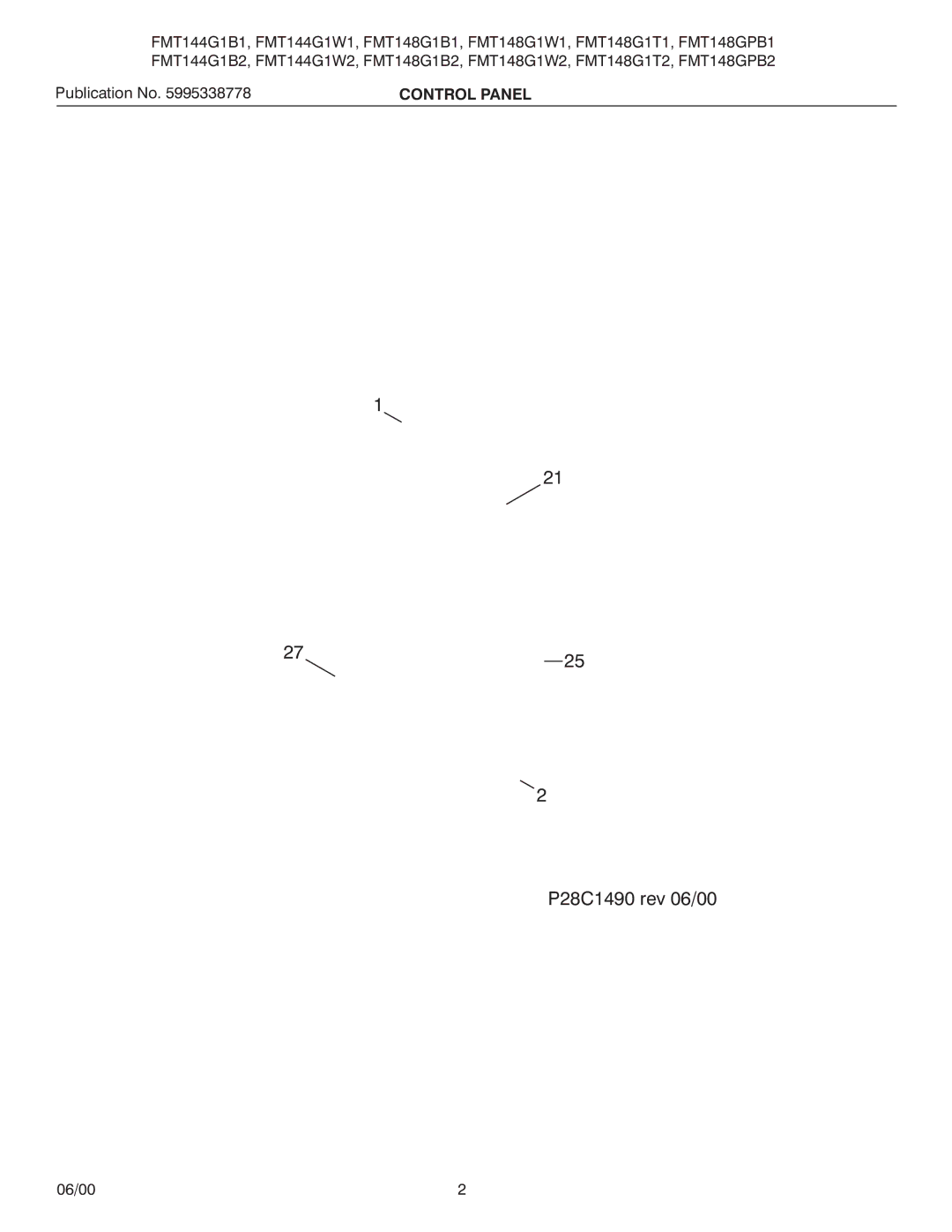 Frigidaire FMT144G1W1, FMT148G1B1 installation instructions P28C1490 rev 06/00 