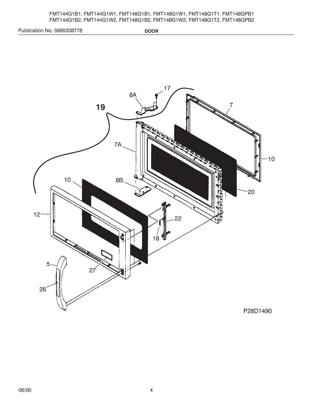 Frigidaire FMT144G1W1, FMT148G1B1 installation instructions 108B P28D1490 