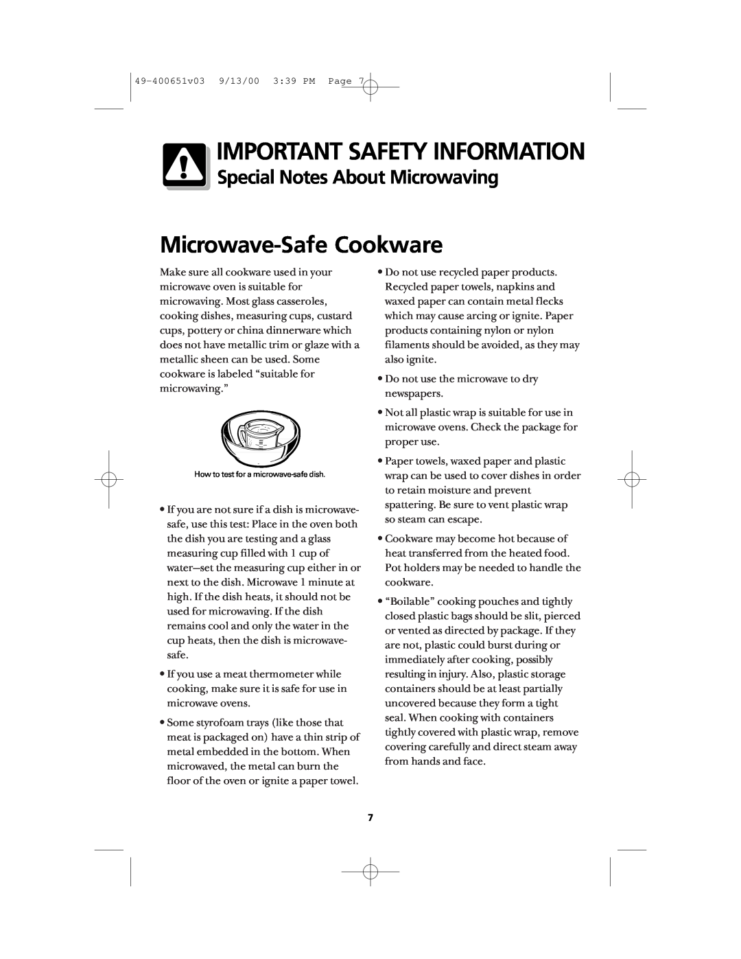 Frigidaire FMT148 warranty Microwave-Safe Cookware, Important Safety Information, Special Notes About Microwaving 