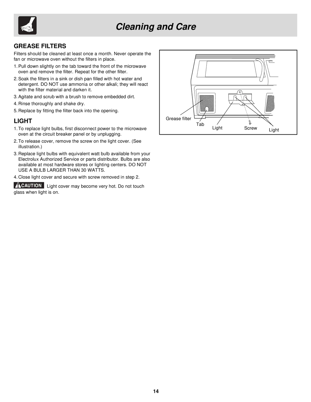 Frigidaire DQ, FMV156DB, DC, DS important safety instructions Grease Filters 