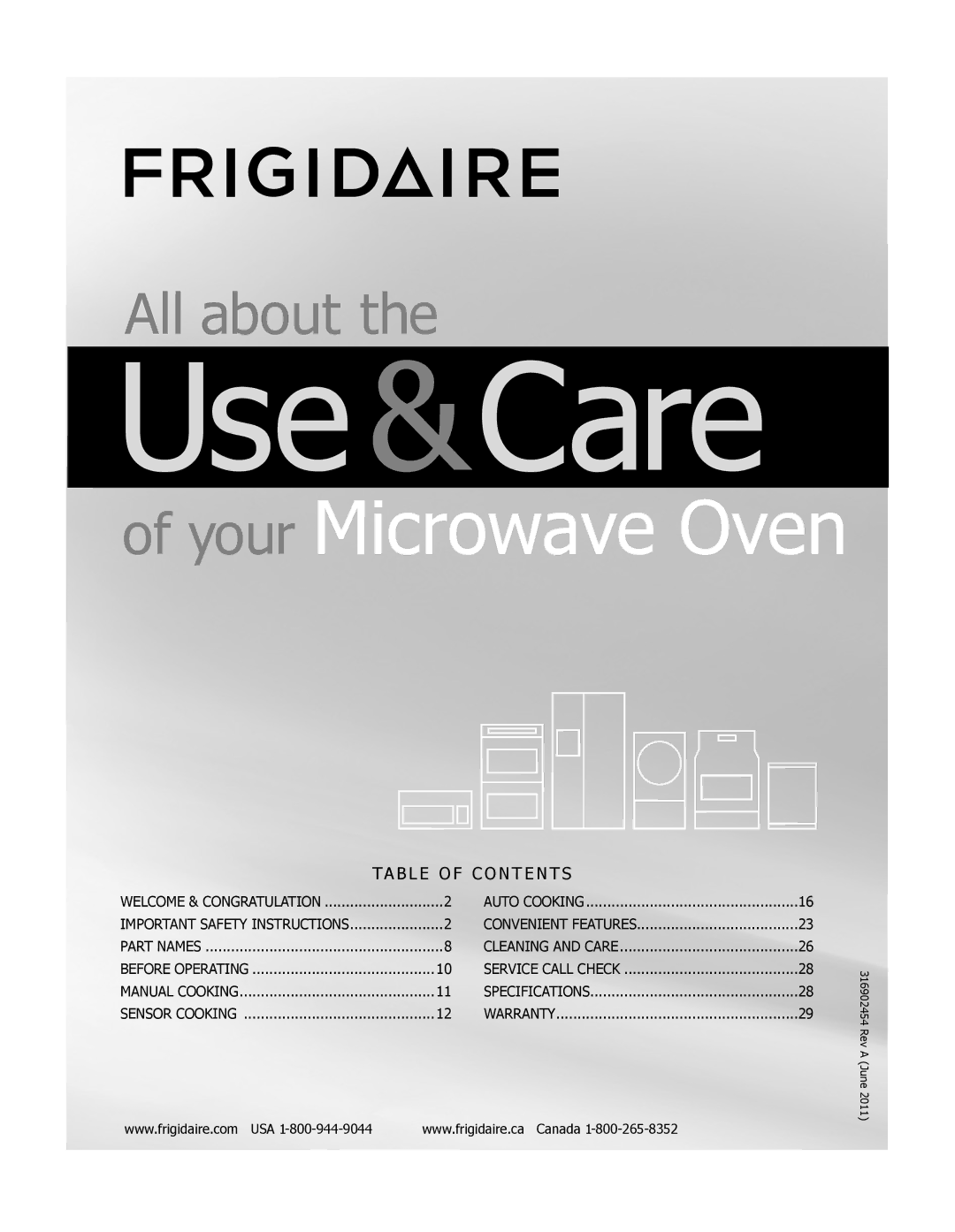 Frigidaire FGBM205KF, FPBM189KF, FGBM205KW, FGBM205KB manual Use &Care 