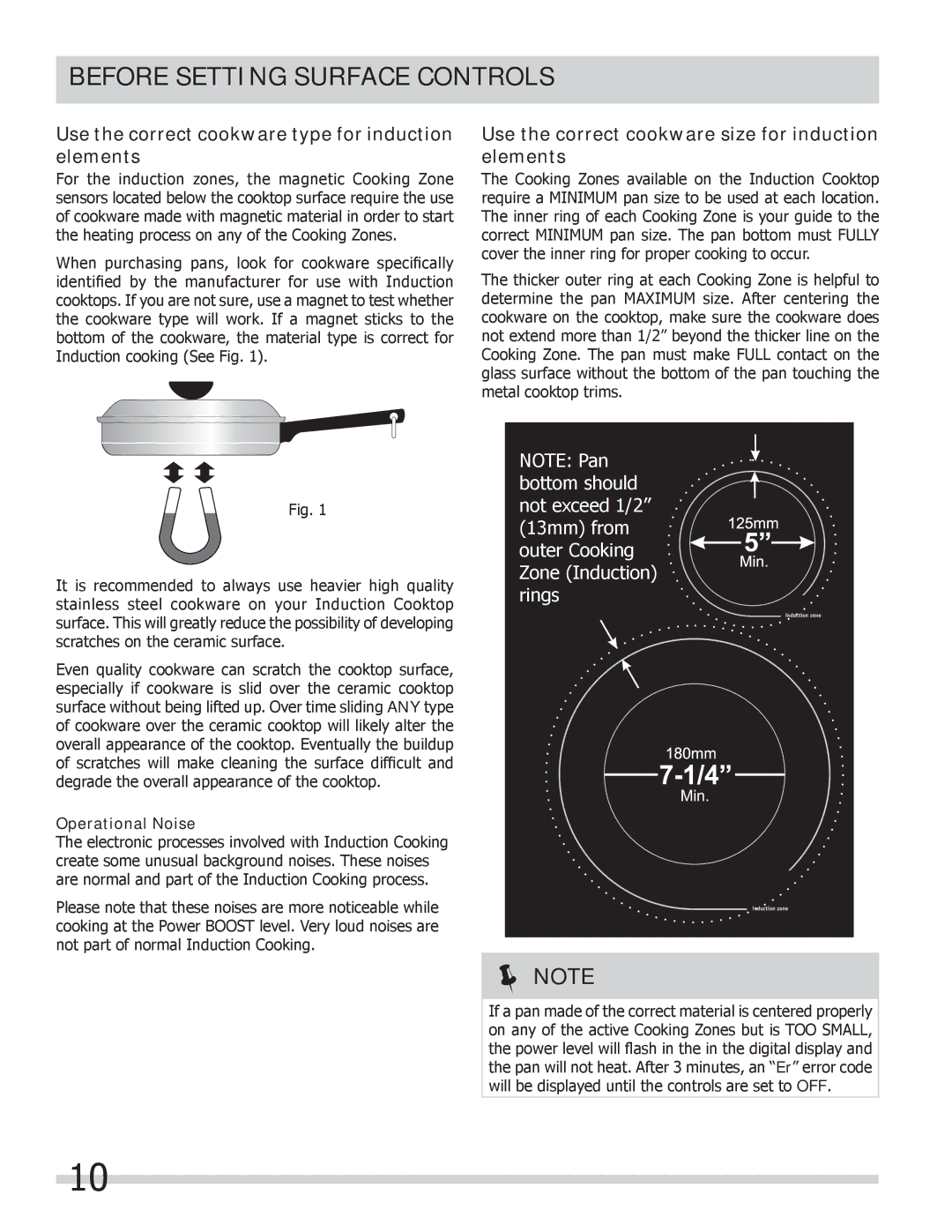 Frigidaire FPCS3085LF manual Use the correct cookware type for induction elements, Operational Noise 