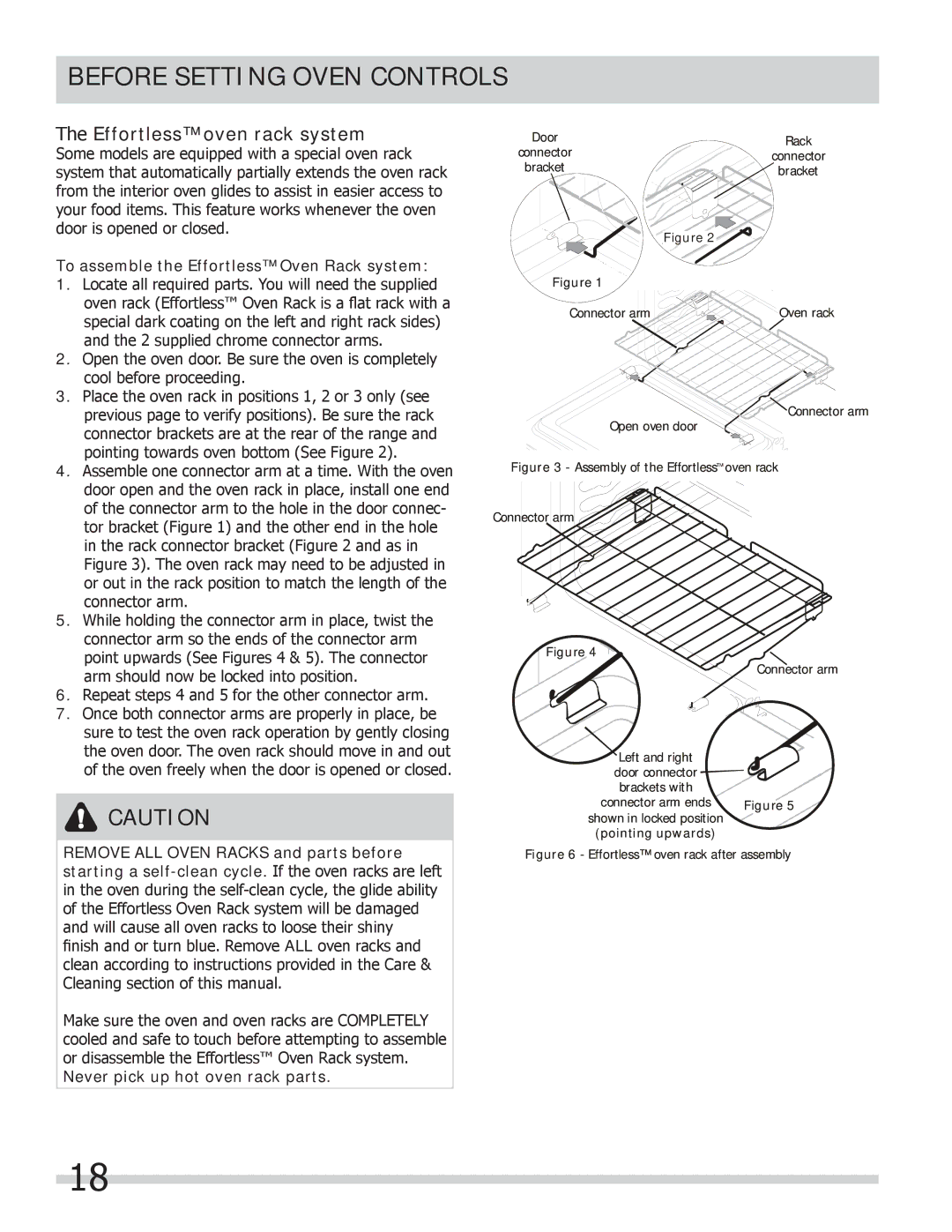 Frigidaire FPCS3085LF manual Effortless oven rack system, To assemble the Effortless Oven Rack system 