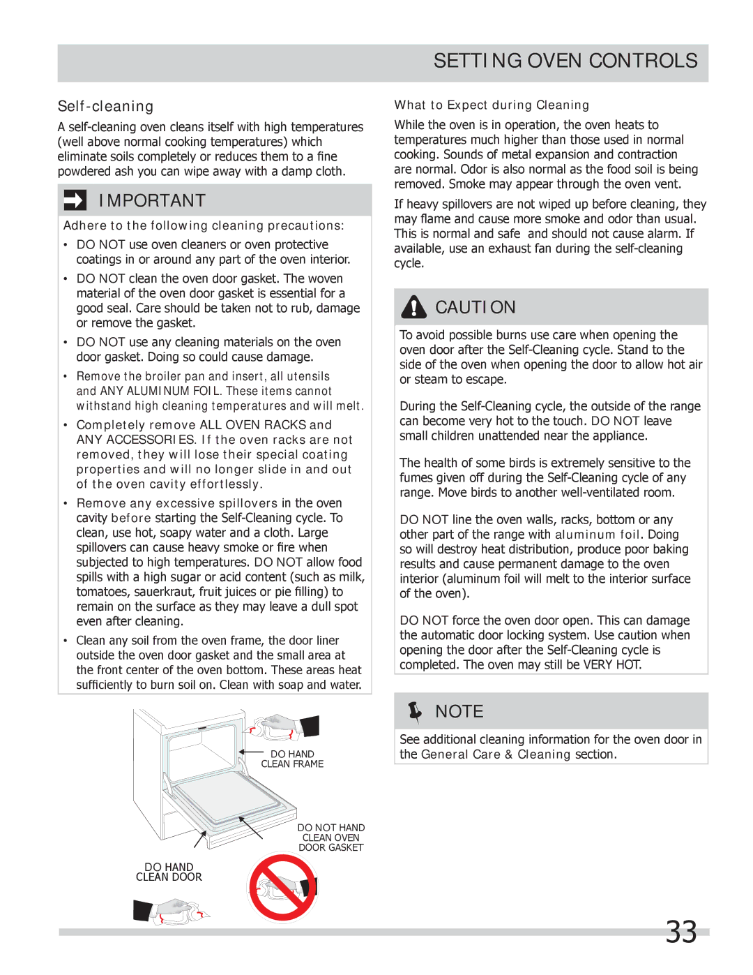 Frigidaire FPCS3085LF manual Self-cleaning, Adhere to the following cleaning precautions, What to Expect during Cleaning 