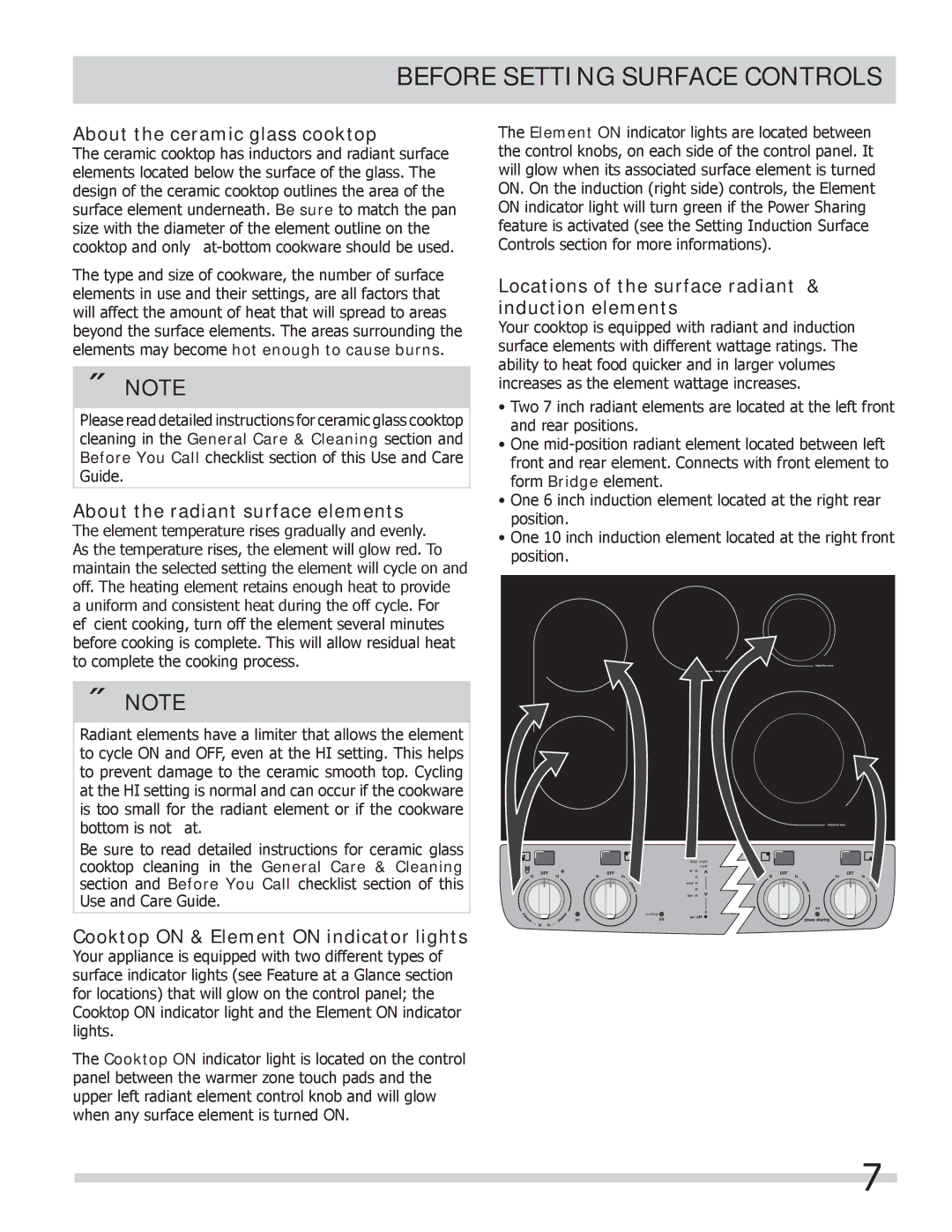 Frigidaire FPCS3085LF Before Setting Surface Controls, About the ceramic glass cooktop, About the radiant surface elements 