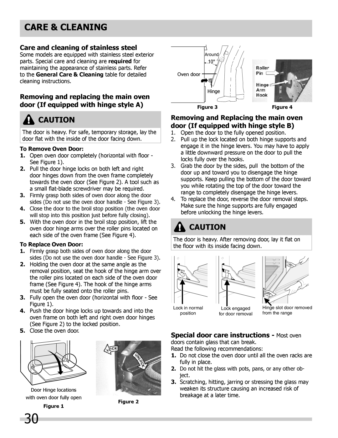 Frigidaire FPDF4085KF important safety instructions Care and cleaning of stainless steel, Care & Cleaning 