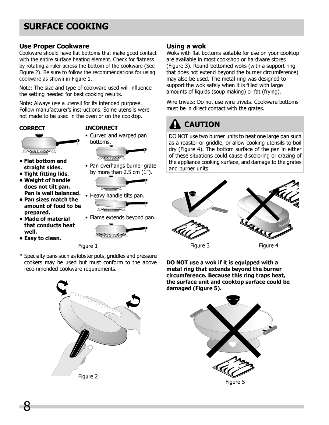 Frigidaire FPDF4085KF important safety instructions surface cooking, Use Proper Cookware, Using a wok 