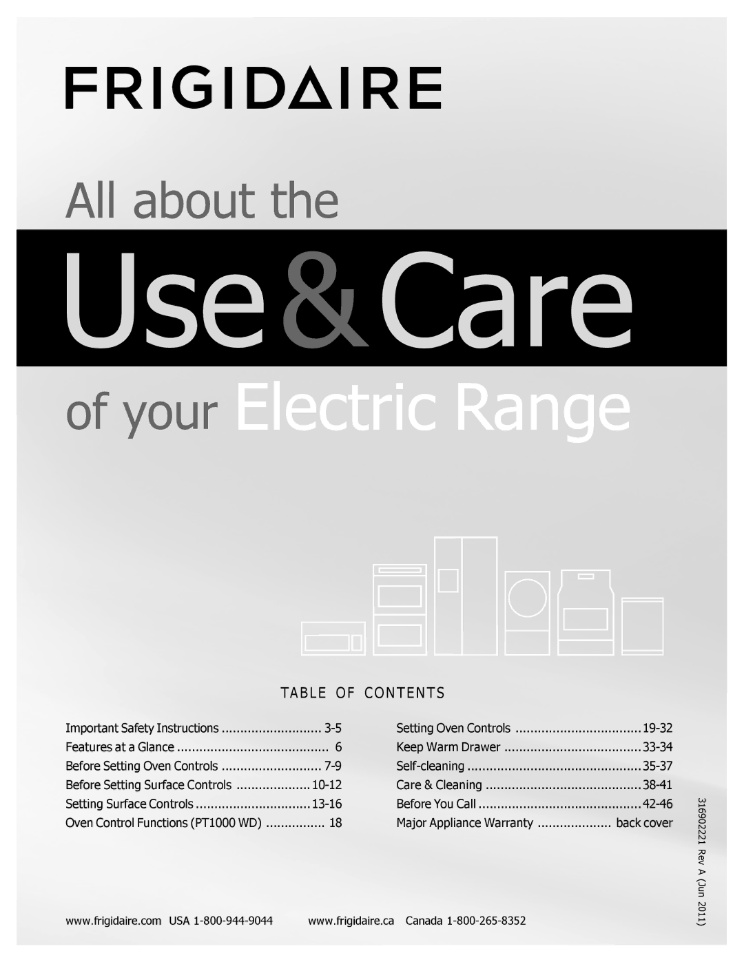 Frigidaire FPEF3081MF important safety instructions Use&Care 