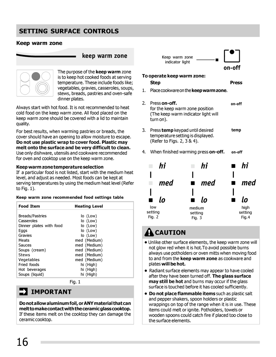 Frigidaire FPEF3081MF important safety instructions Keep warm zone, To operate keep warm zone Step Press 