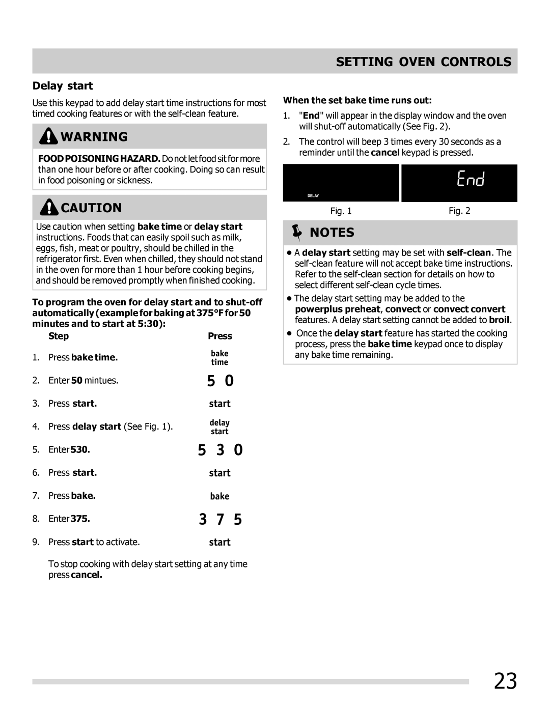 Frigidaire FPEF3081MF important safety instructions Delay start 