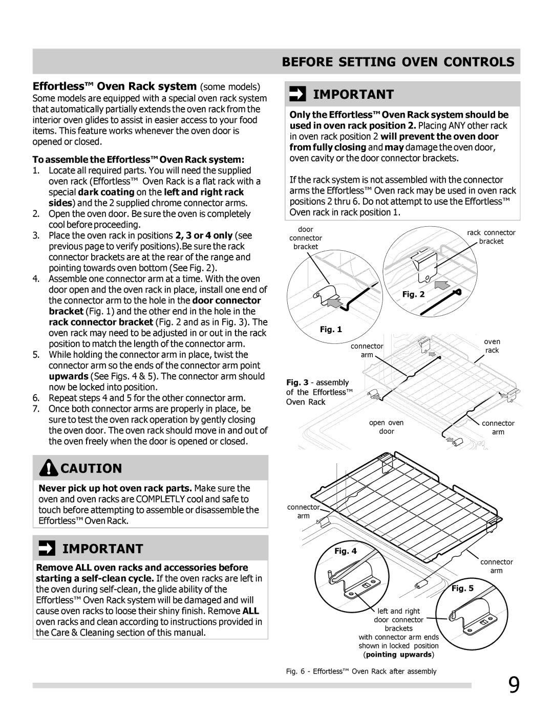 Frigidaire FPEF3081MF Effortless Oven Rack system some models, To assemble the Effortless Oven Rack system 