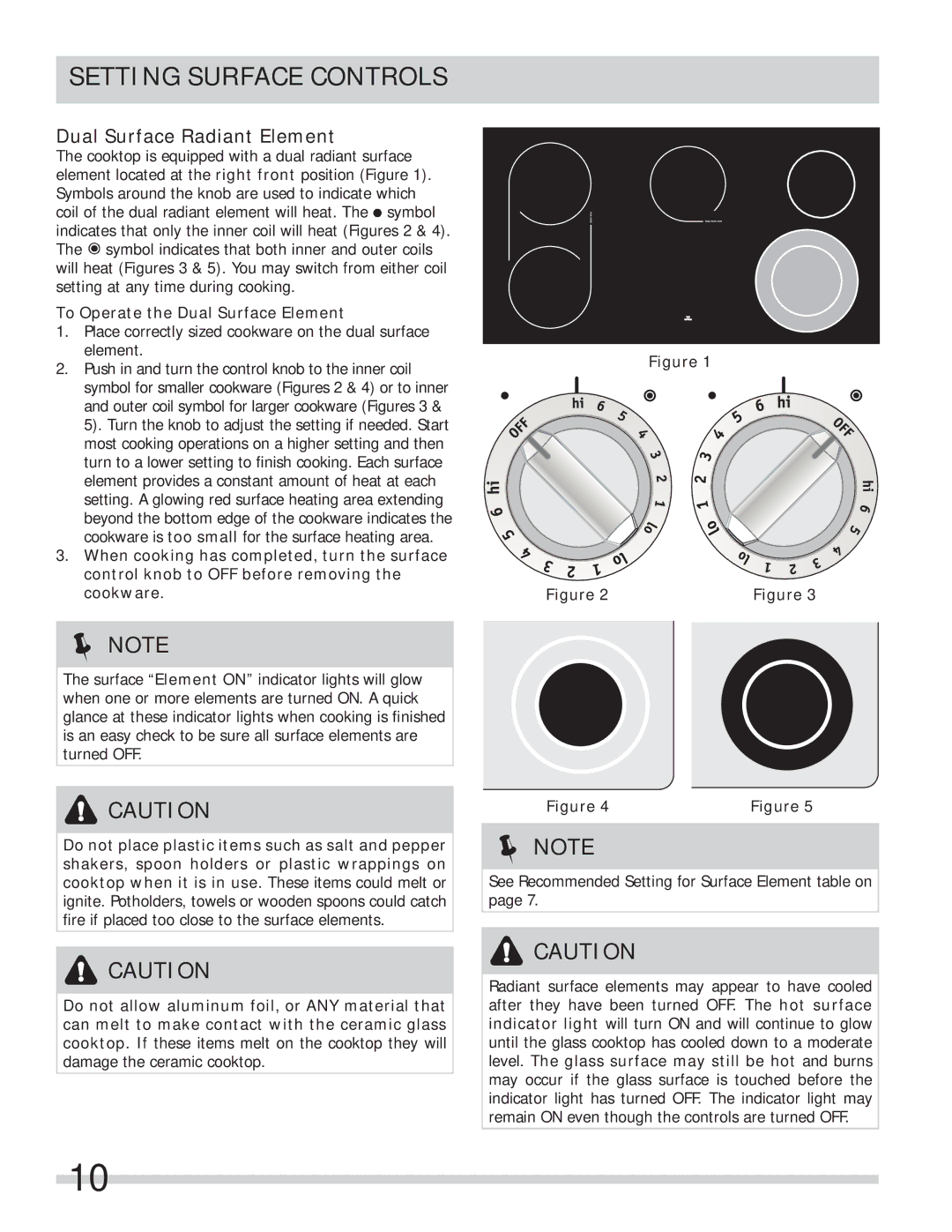 Frigidaire FPEF4085KF important safety instructions Dual Surface Radiant Element, To Operate the Dual Surface Element 