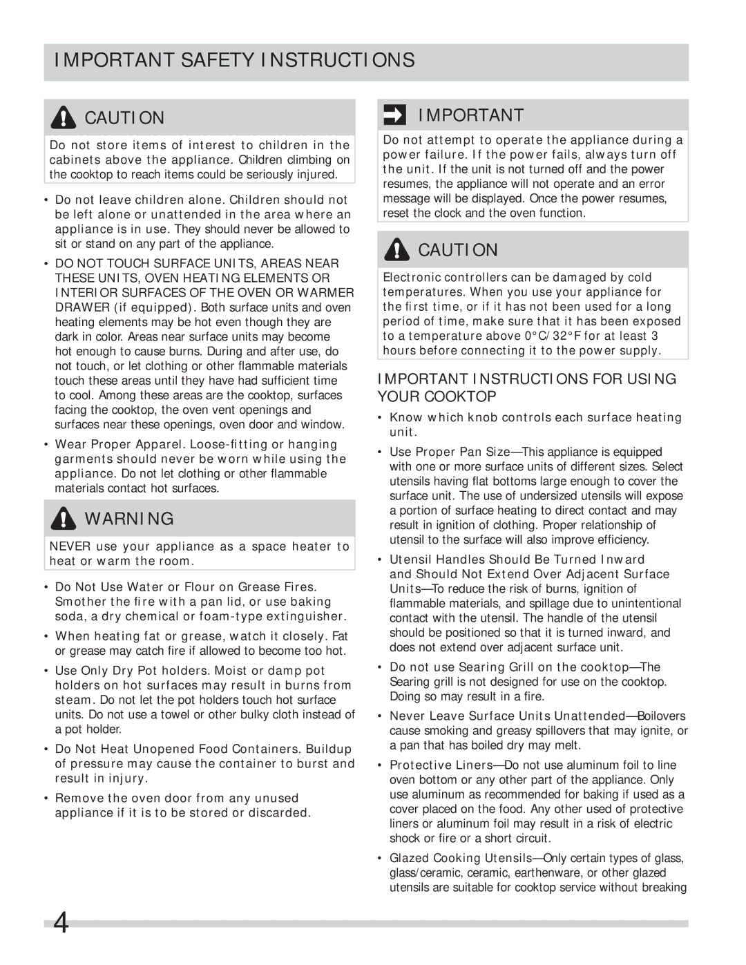 Frigidaire FPEF4085KF Important Instructions for Using Your Cooktop, Know which knob controls each surface heating unit 