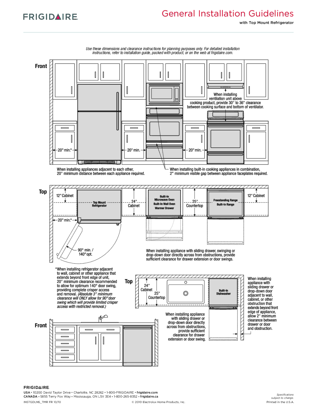 Frigidaire FPES3085K F dimensions With Top Mount Refrigerator 