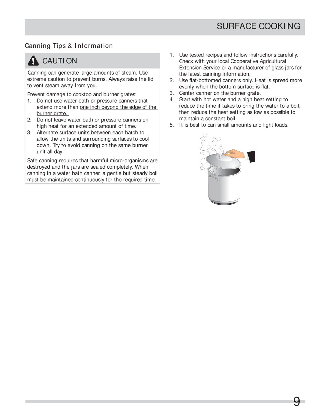 Frigidaire FPGF3685LS important safety instructions Canning Tips & Information 