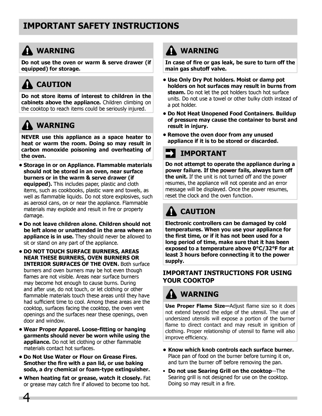 Frigidaire FGGS3065KB Important Instructions for Using Your Cooktop, Know which knob controls each surface burner 