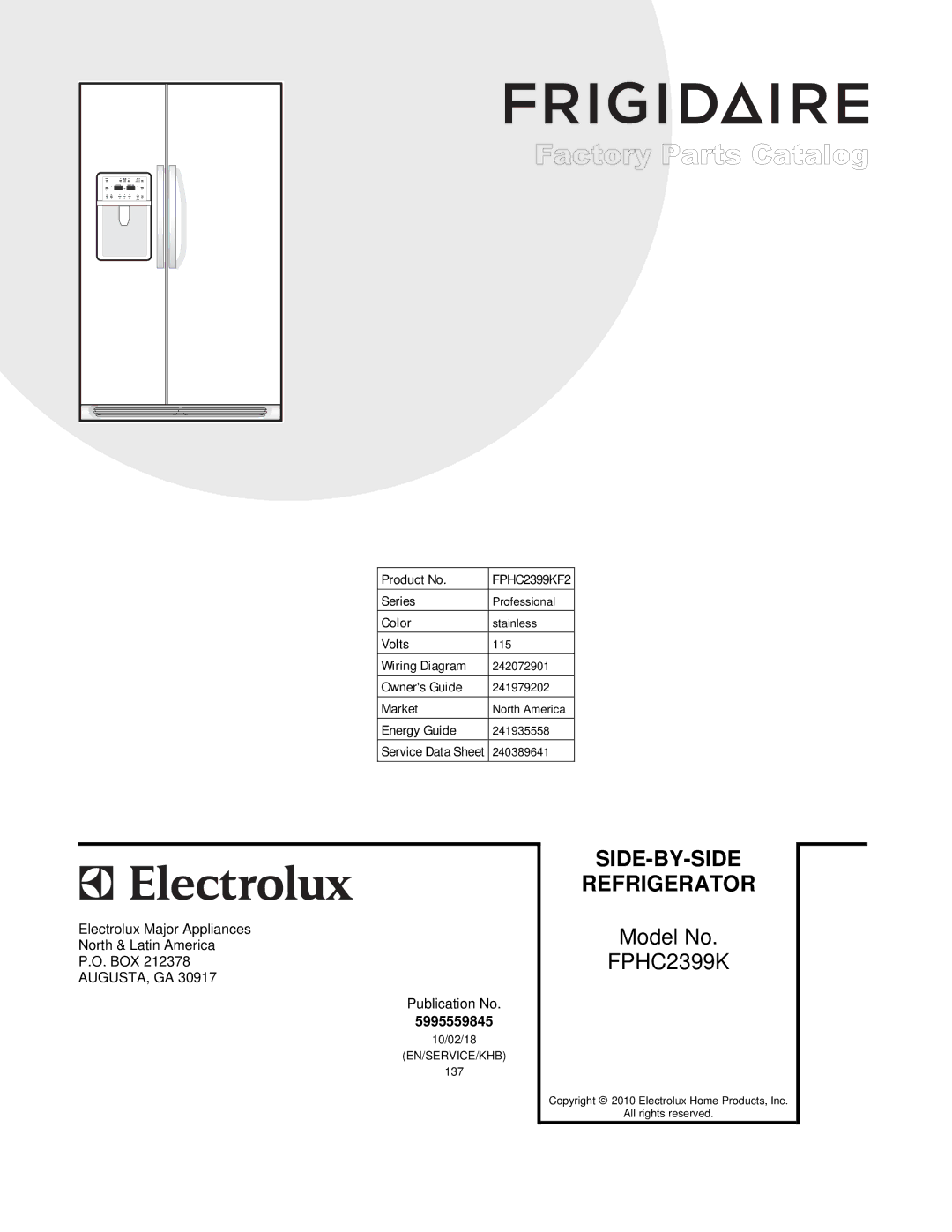 Frigidaire FPHC2339K manual Model No 