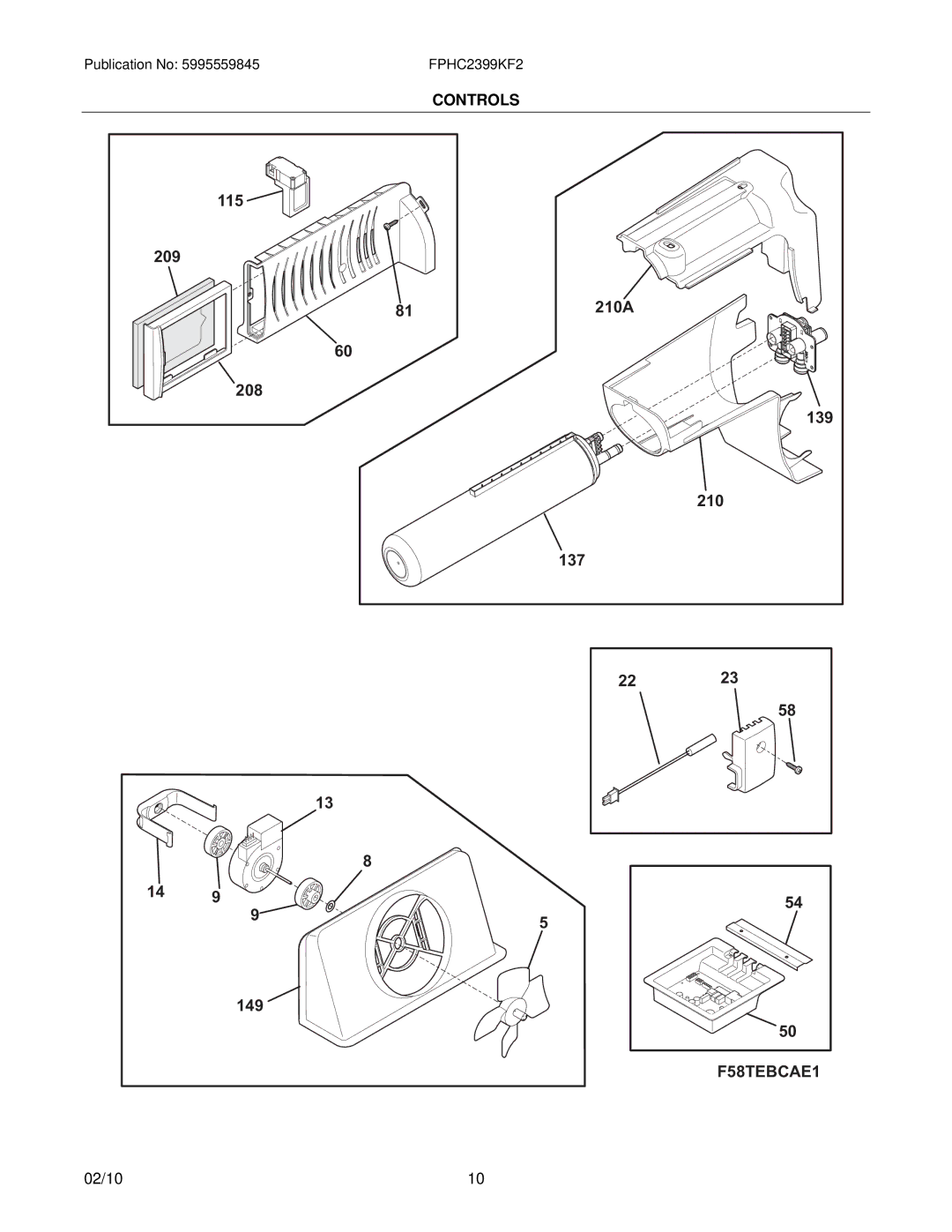 Frigidaire FPHC2339K manual F58TEBCAE1 