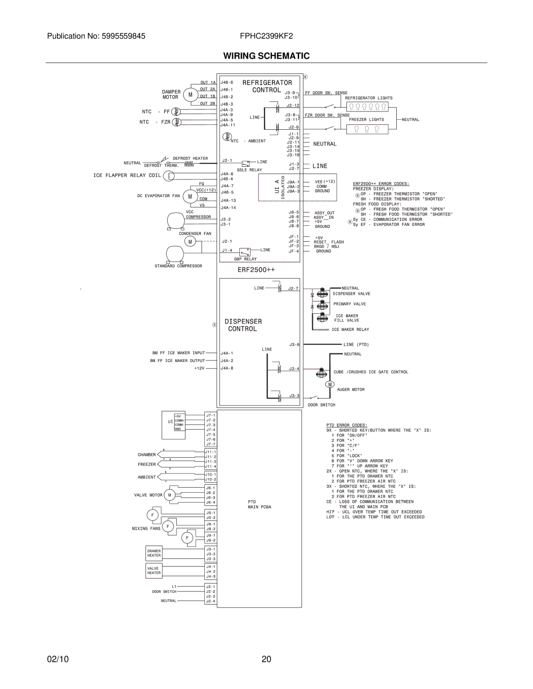 Frigidaire FPHC2339K manual Wiring Schematic 