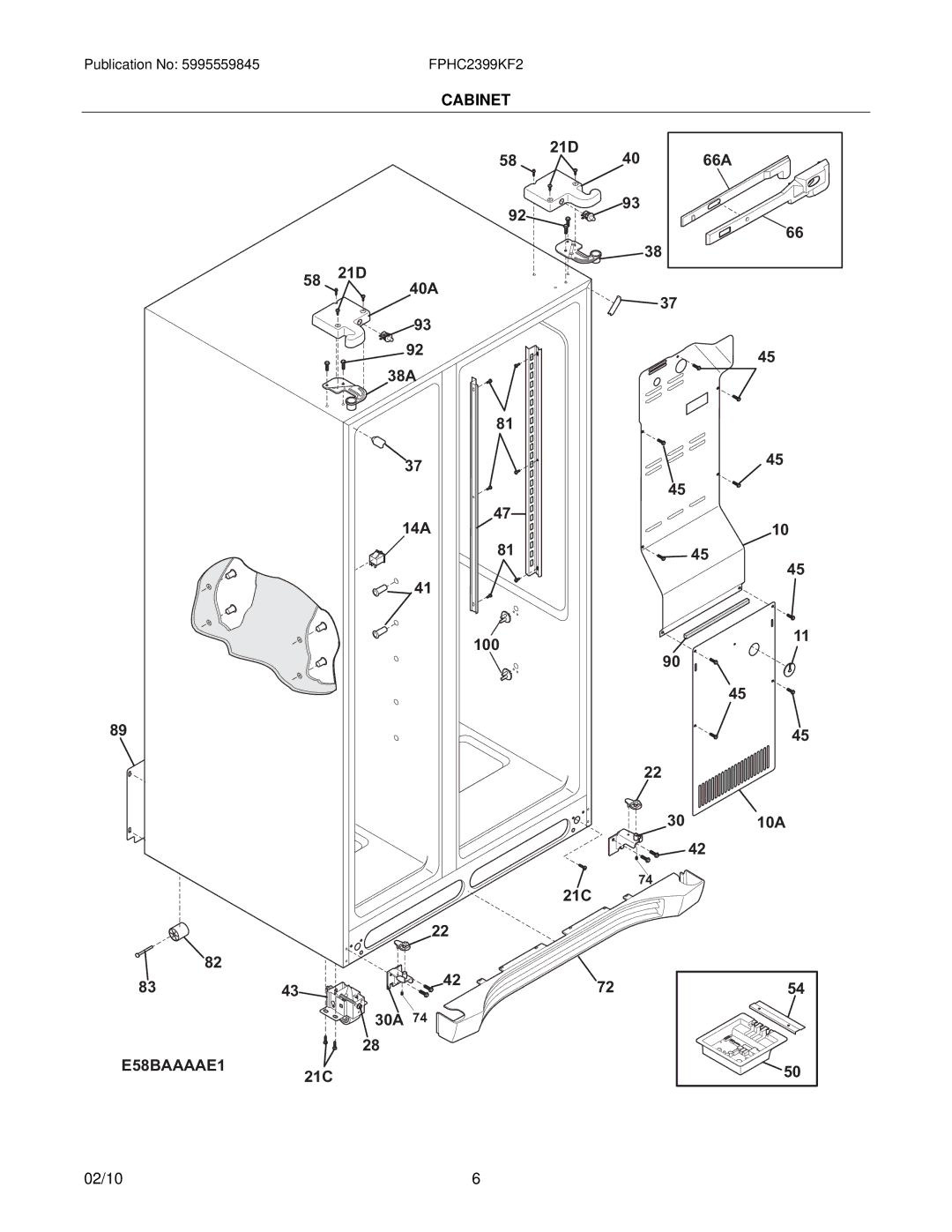 Frigidaire FPHC2339K manual E58BAAAAE1, 30A 74 21C 