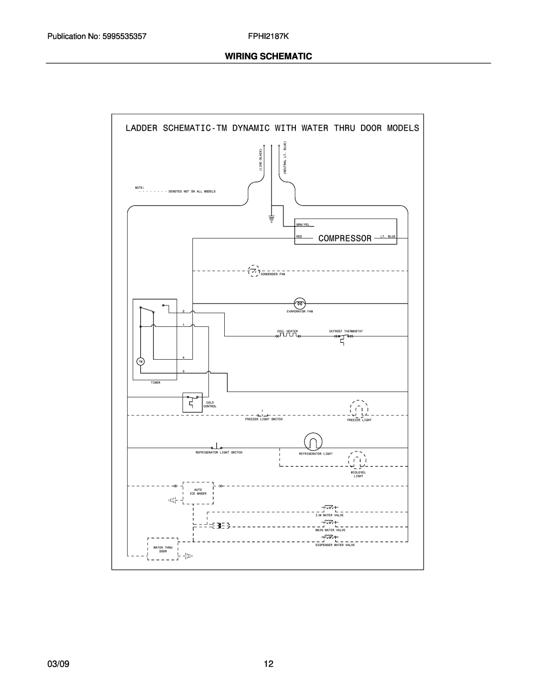 Frigidaire FPHI2187K installation instructions Wiring Schematic, 03/09 