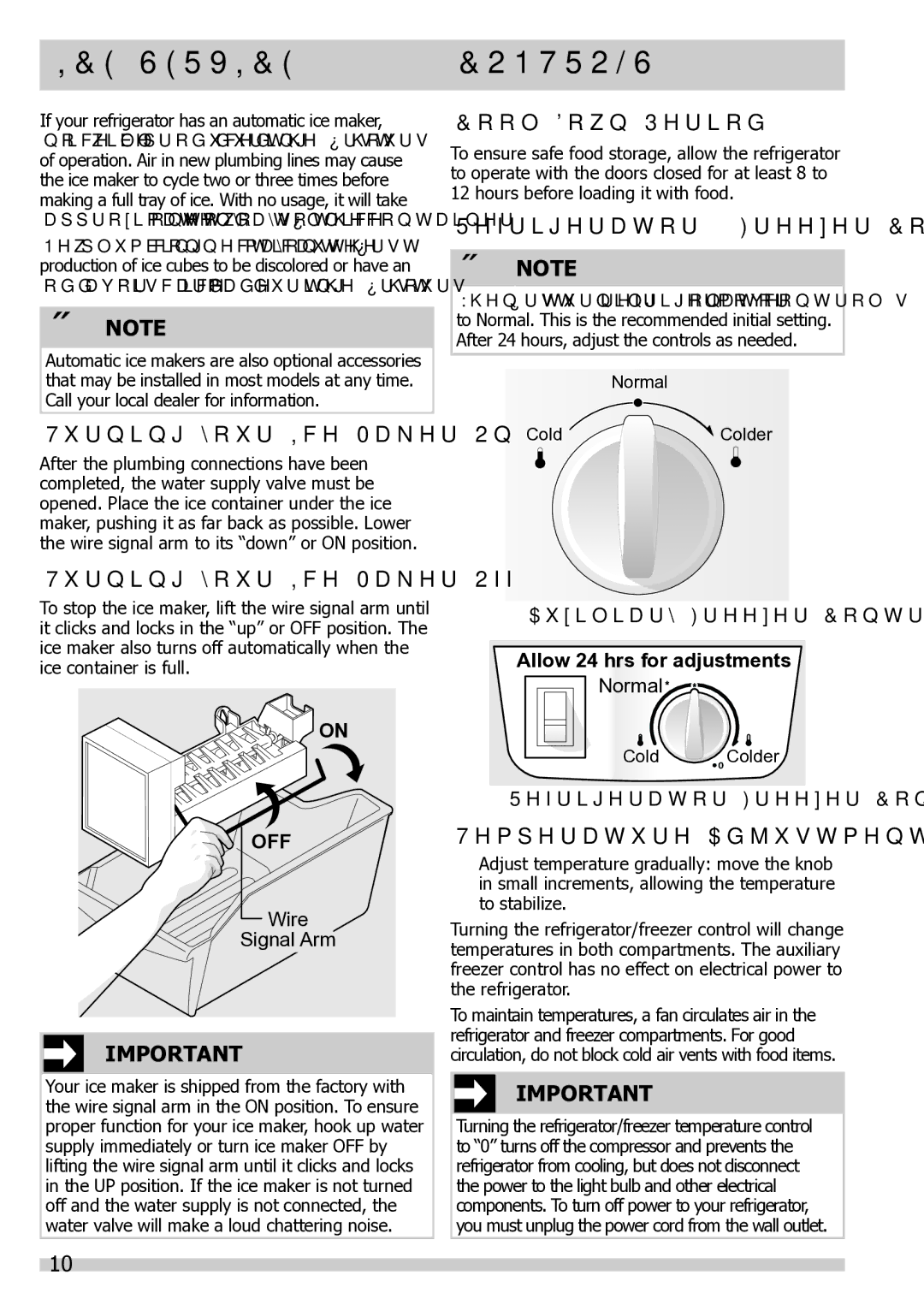 Frigidaire FGHT2132PE, FPHI2188PF, FGHT1832PP important safety instructions ICE Service Controls 