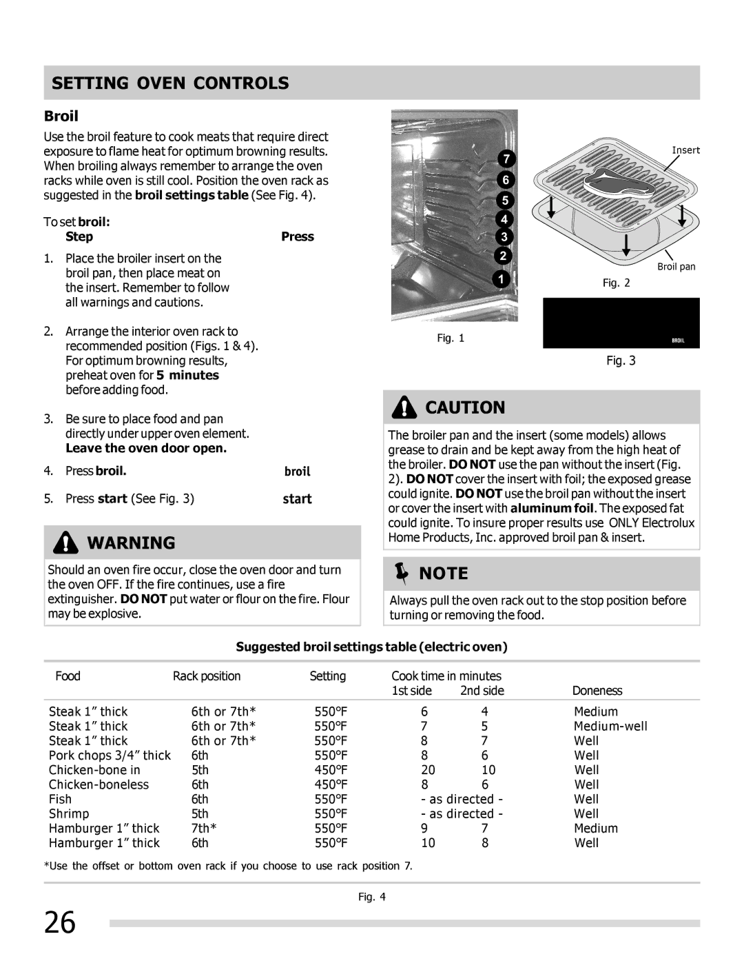 Frigidaire FPIF3093LF important safety instructions Broil, To set broil Step Press, Leave the oven door open 