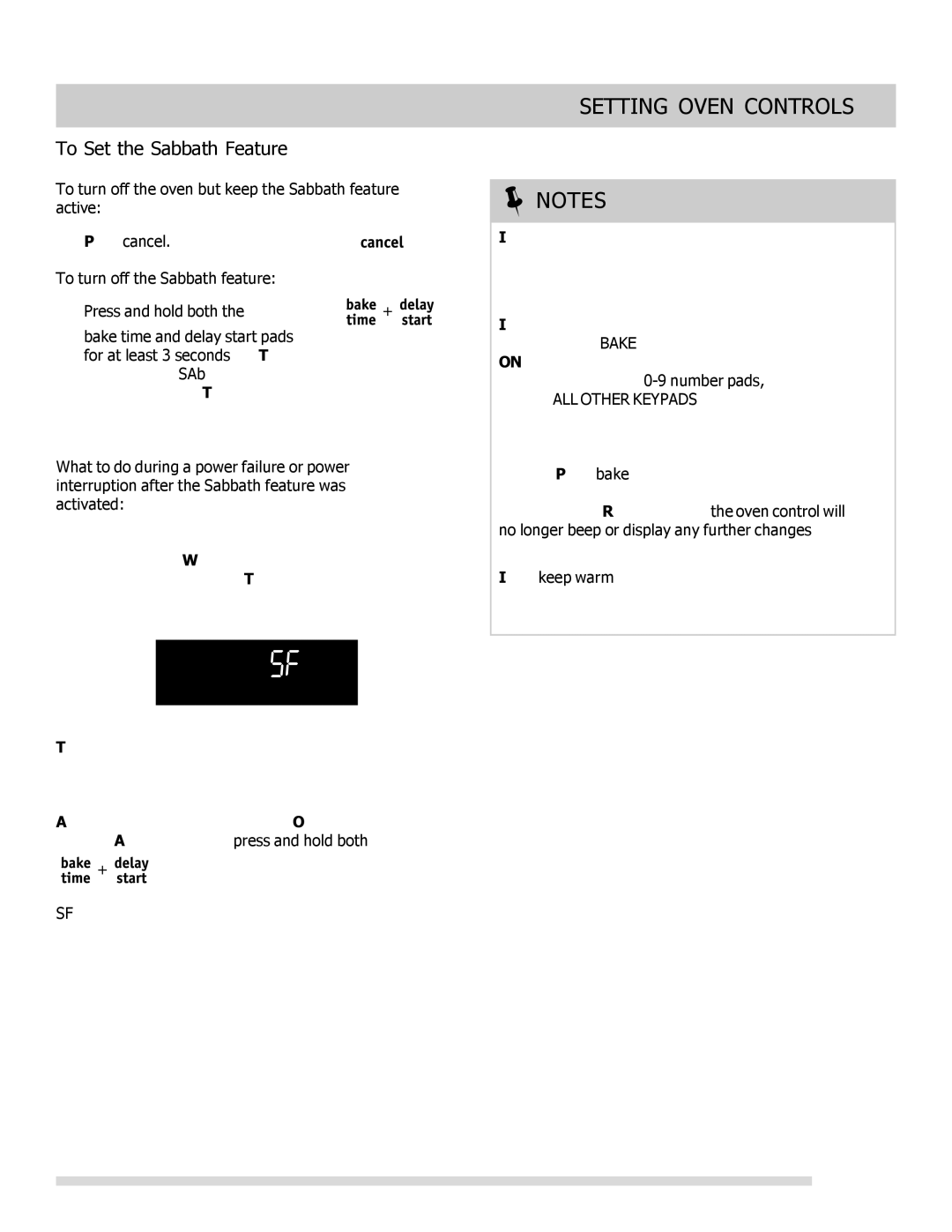 Frigidaire FPIF3093LF important safety instructions To Set the Sabbath Feature cont’d 