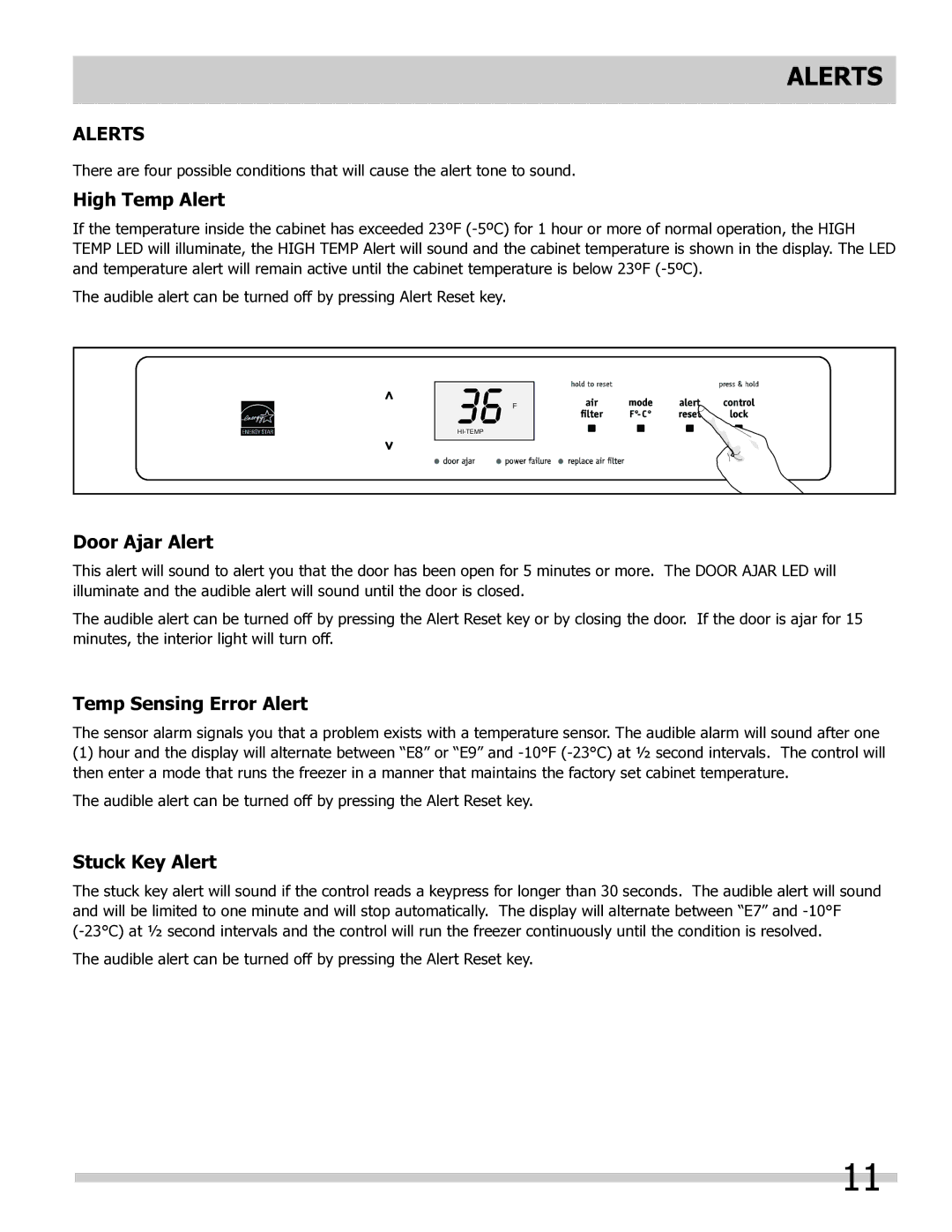 Frigidaire 297298800, FPUH19D7LF important safety instructions Alerts 