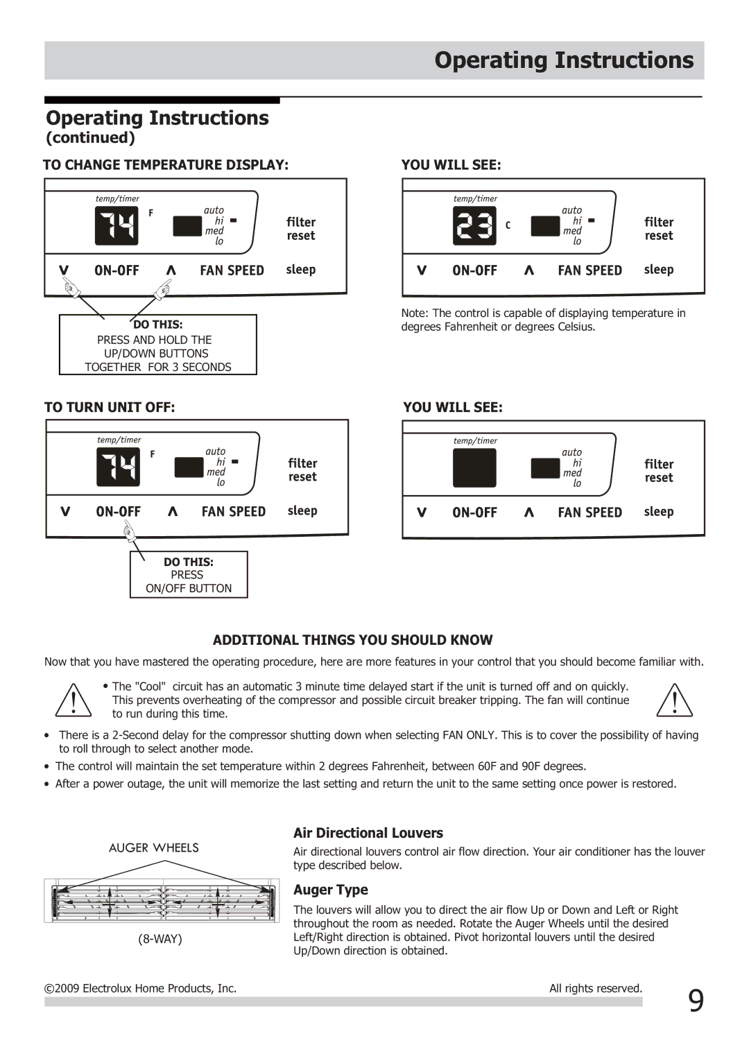 Frigidaire FRA064VU1 important safety instructions To Change Temperature Display, Additional Things YOU should Know 