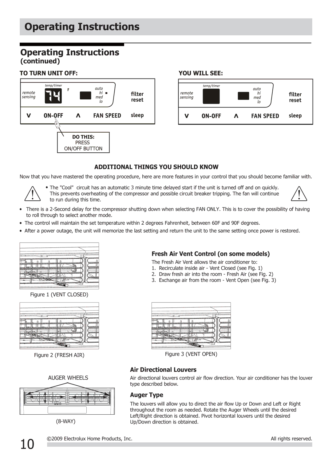 Frigidaire FRA065AT7, FRA106CV1 Additional Things YOU should Know, Fresh Air Vent Control on some models 