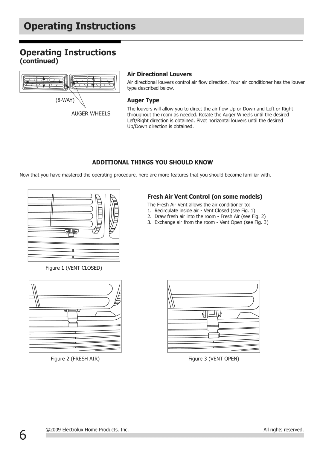 Frigidaire FRA122CV1 warranty Operating Instructions 