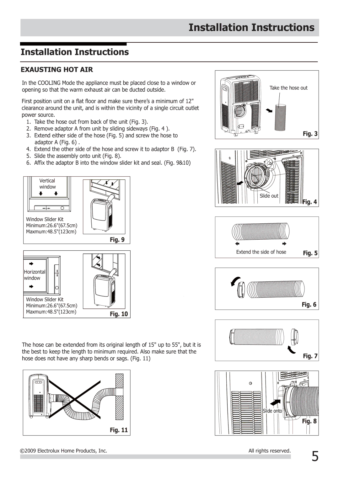 Frigidaire 2020252A0373, FRA123PT1 installation instructions Installation Instructions, Exausting HOT AIR 