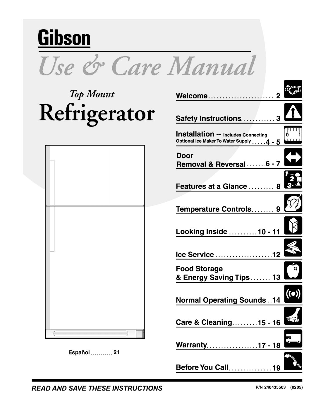 Frigidaire Frigidaire manual 240435503 