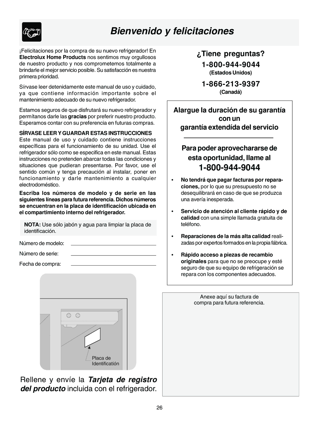 Frigidaire FRS26HR4AW1, FRS23F5AB3, FRS23F5AW3, FRS23H5ASB1, FRS23F5AQ3 manual Bienvenido y felicitaciones, ¿Tiene preguntas? 