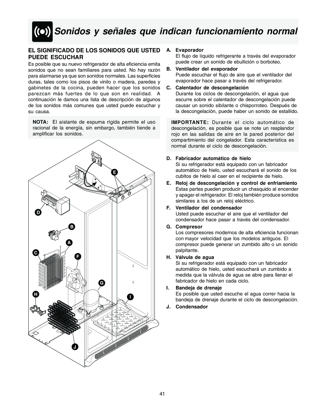 Frigidaire FRS26R4AW2, FRS23F5AB3, FRS23F5AW3, FRS23H5ASB1, FRS23F5AQ3 Sonidos y señales que indican funcionamiento normal 