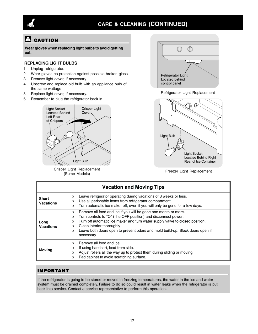 Frigidaire FRS6R4EW2, FRS6R5EMB1, FRS6R5EMB3, FRS6R5EMB0, FRS23F4CW5, FRS23F4CW3, FRS23F4CB2, FRS23F4CB5 Replacing Light Bulbs 